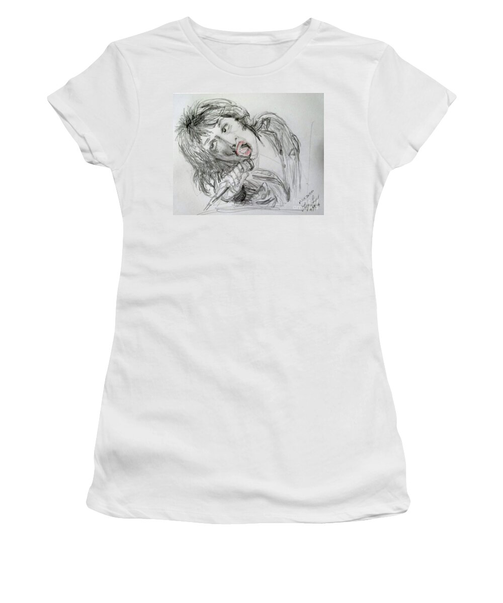 Celebrity Women's T-Shirt featuring the drawing Mick Jagger by Lyric Lucas