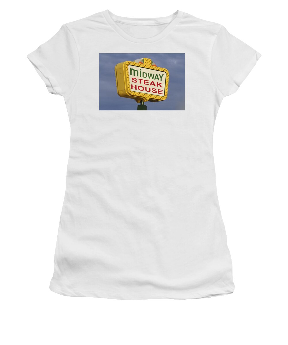 Midway Seaside Heights Boardwalk Nj Women's T-Shirt featuring the photograph Midway Seaside Heights Boardwalk NJ by Terry DeLuco