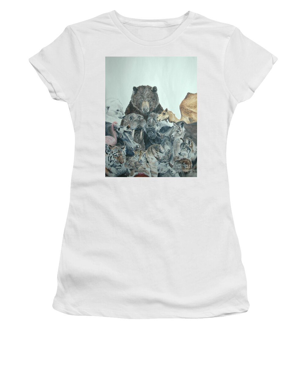 Animals Women's T-Shirt featuring the painting Mika animals by Tamir Barkan