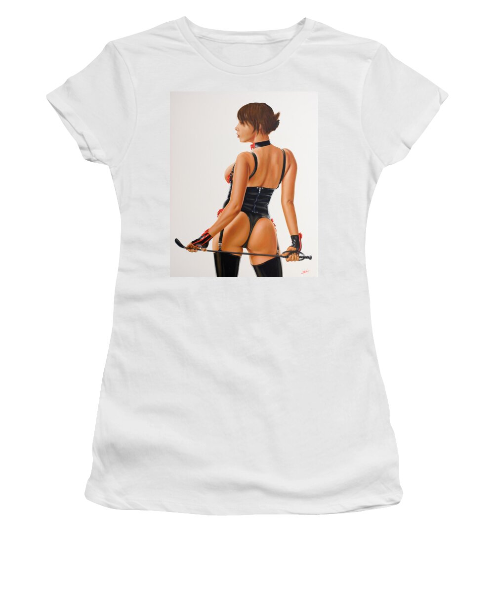 Erotic Women's T-Shirt featuring the painting Mistress III by John Silver