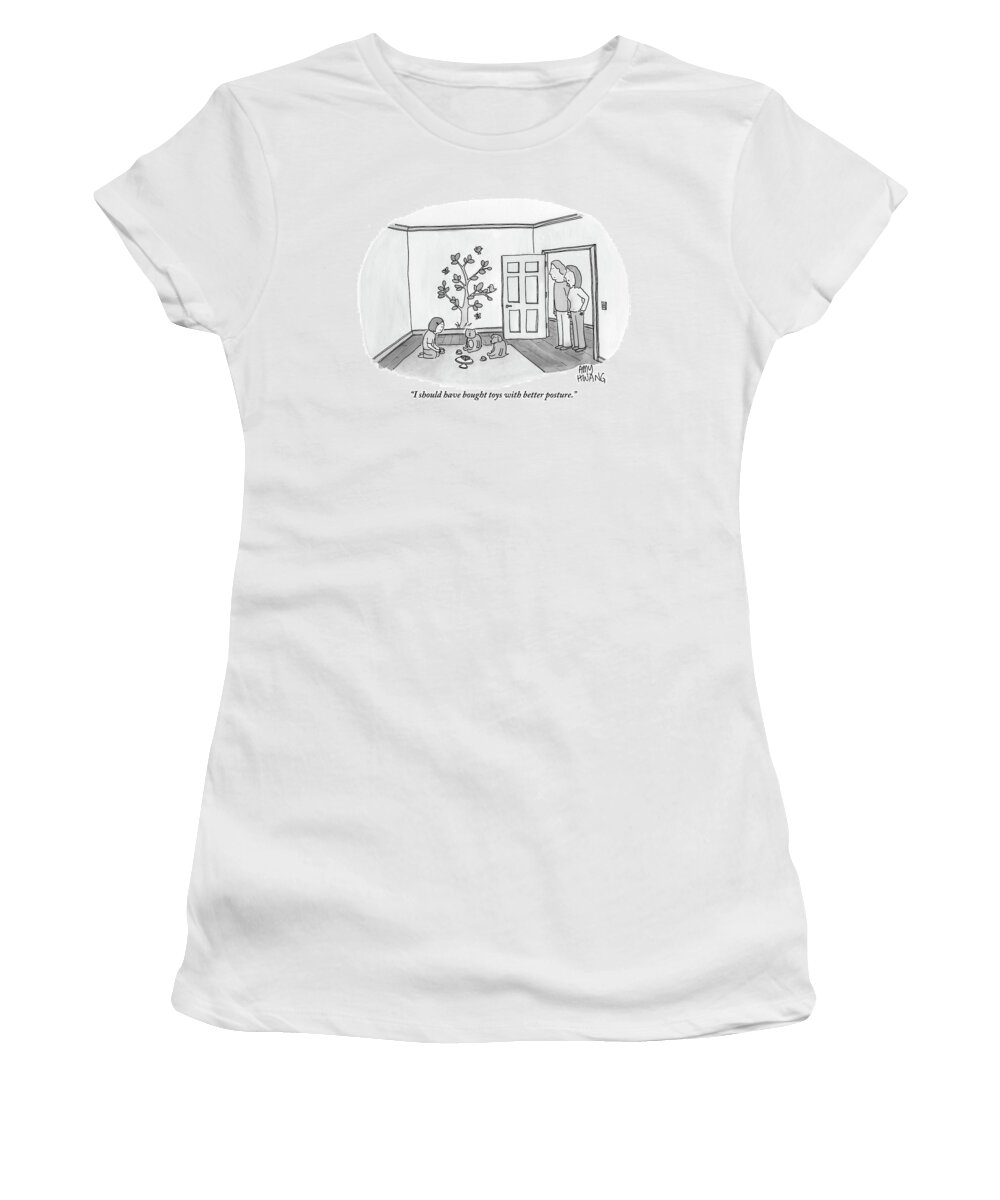 Children Women's T-Shirt featuring the drawing Mother Speaks To Husband About Their Daughter by Amy Hwang