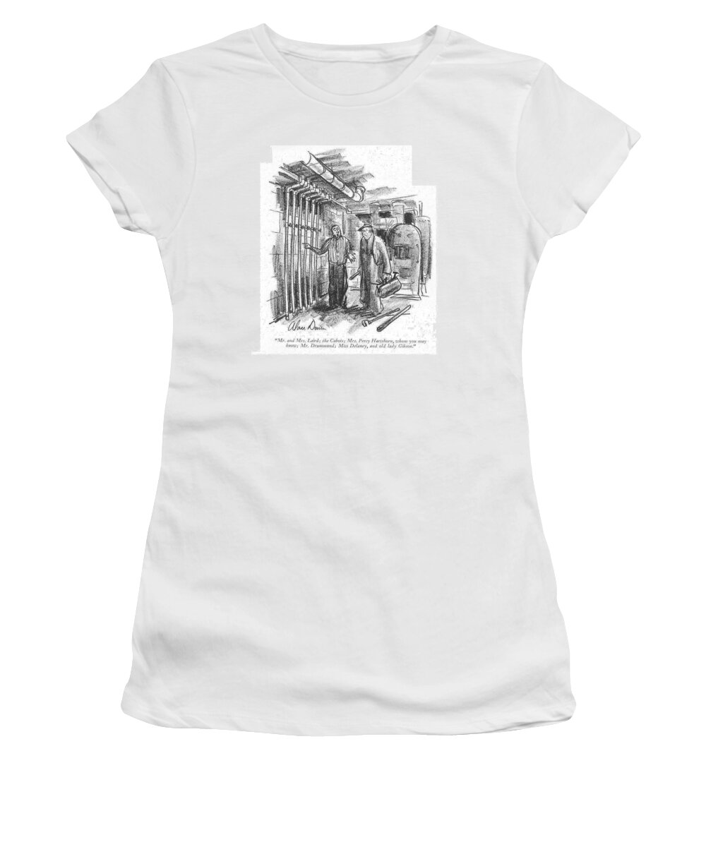 104558 Adu Alan Dunn Women's T-Shirt featuring the drawing Mr. And Mrs. Laird by Alan Dunn