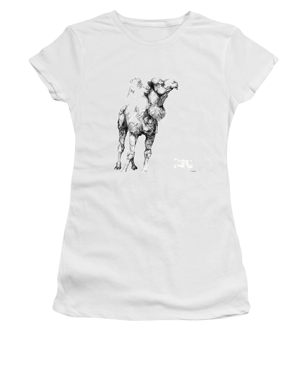 Camel Women's T-Shirt featuring the drawing Mr Camel to You by Lizi Beard-Ward