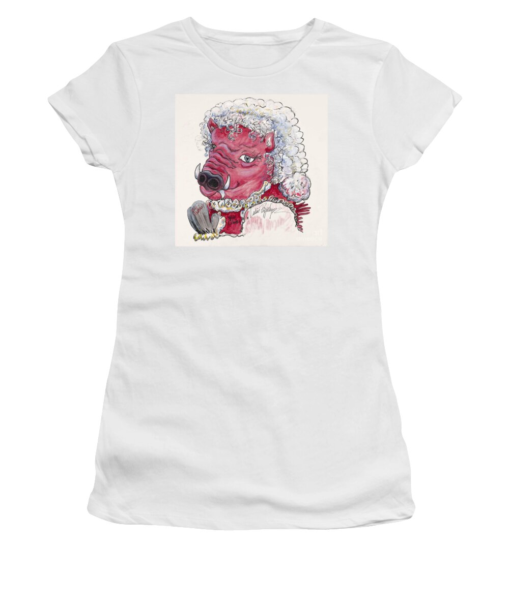 Mrs. Claus Women's T-Shirt featuring the painting Mrs. Claus Hog by Nadine Rippelmeyer