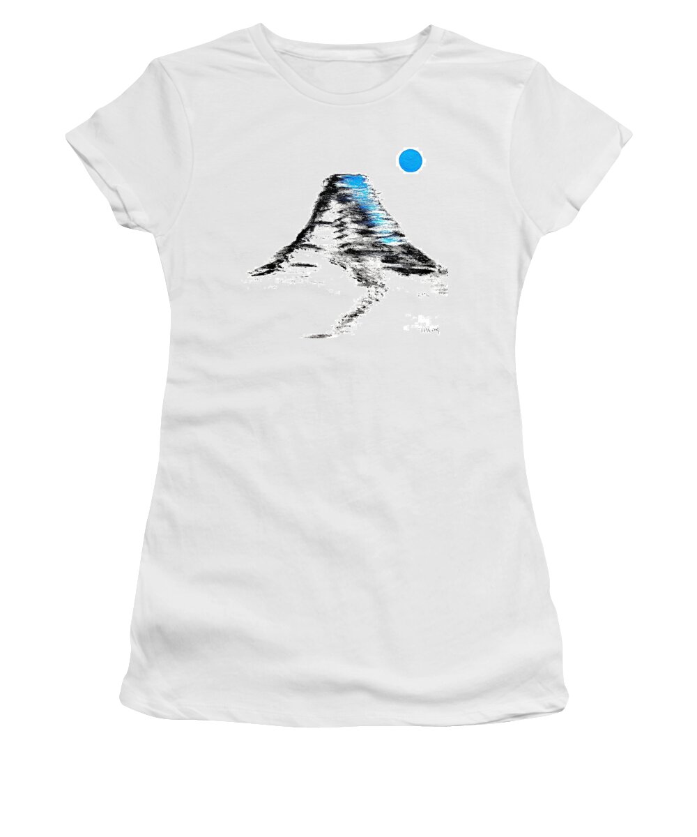 Japanese Women's T-Shirt featuring the painting Mt Fuji Blue moon by Gordon Lavender
