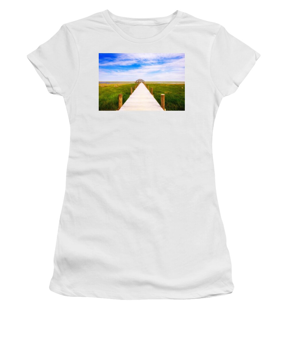 Gulf Of Mexico Women's T-Shirt featuring the photograph Lonely Pier I by Raul Rodriguez