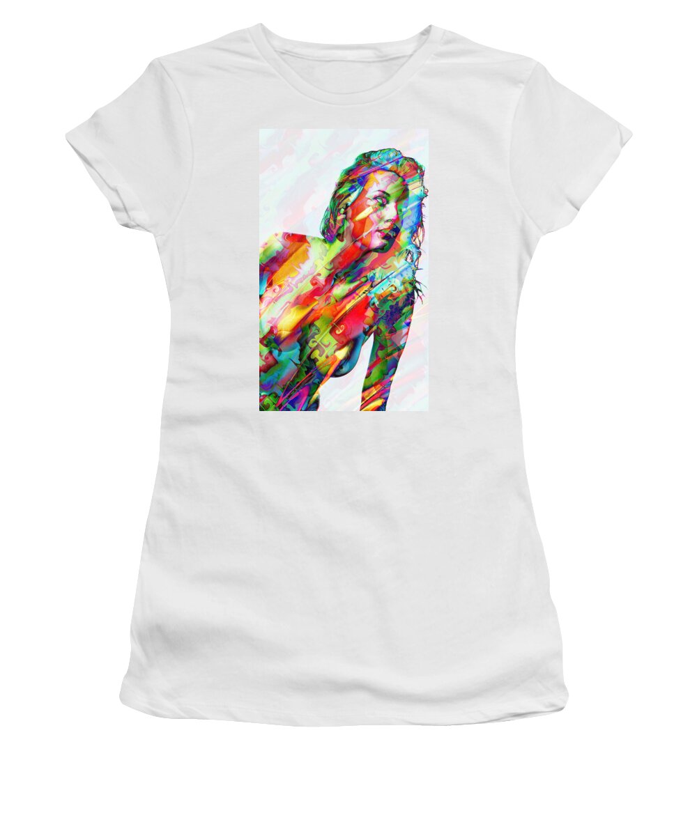 Myriad Of Colors Women's T-Shirt featuring the mixed media Myriad of Colors by Kiki Art