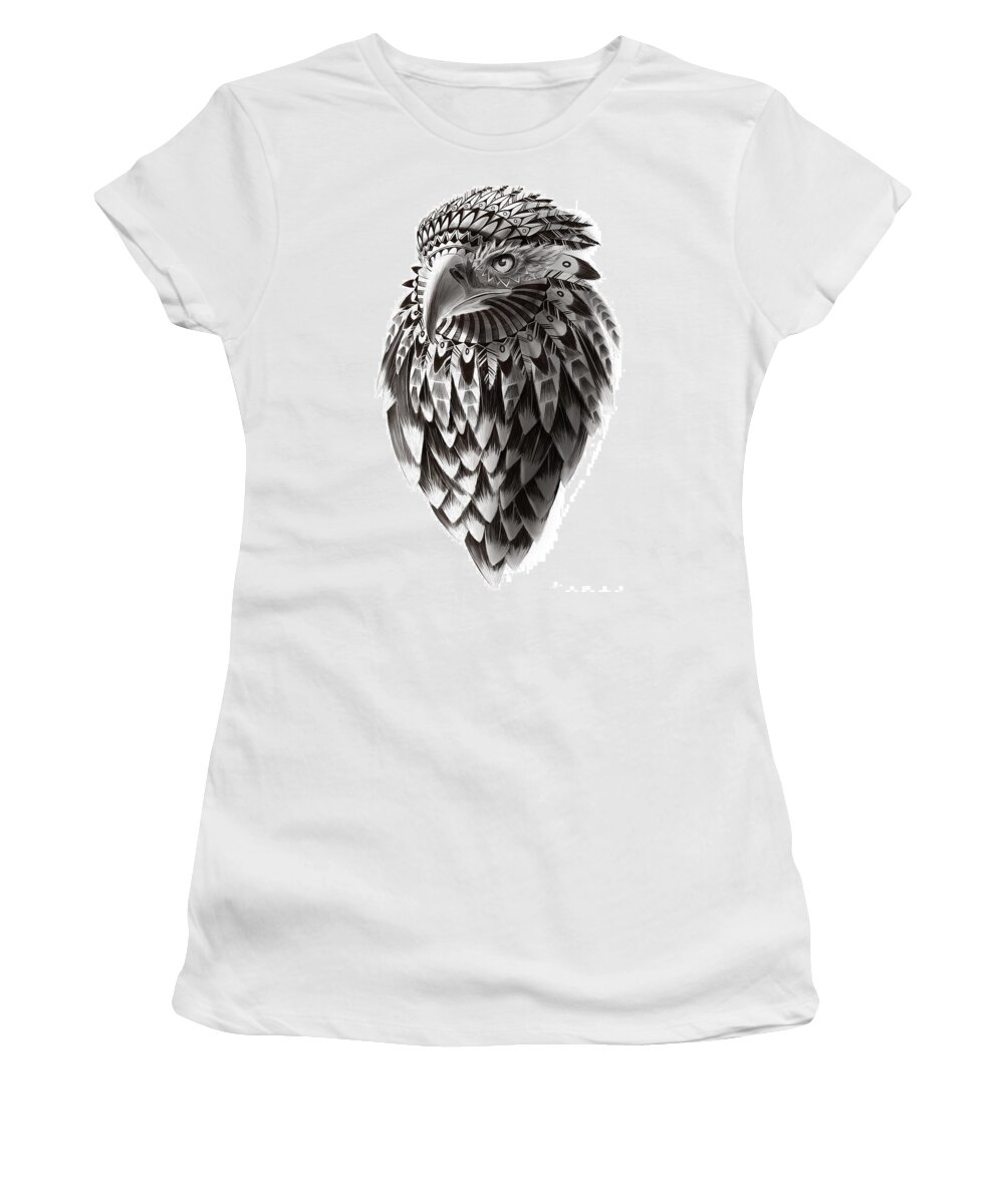 Eagle Drawing Women's T-Shirt featuring the painting Native American Shaman Eagle by Sassan Filsoof
