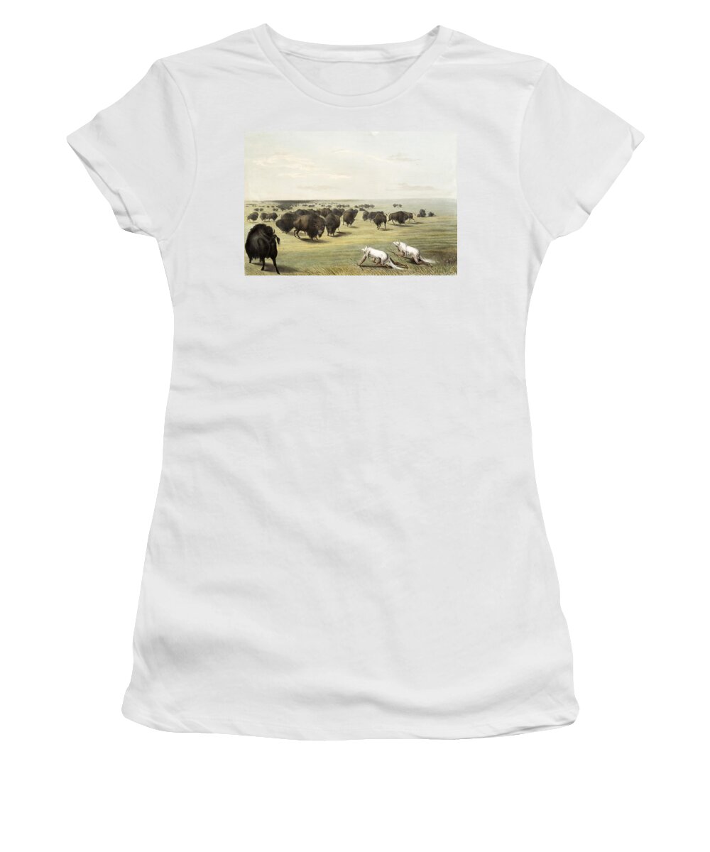 History Women's T-Shirt featuring the painting Native Americans Camouflaged by Science Source