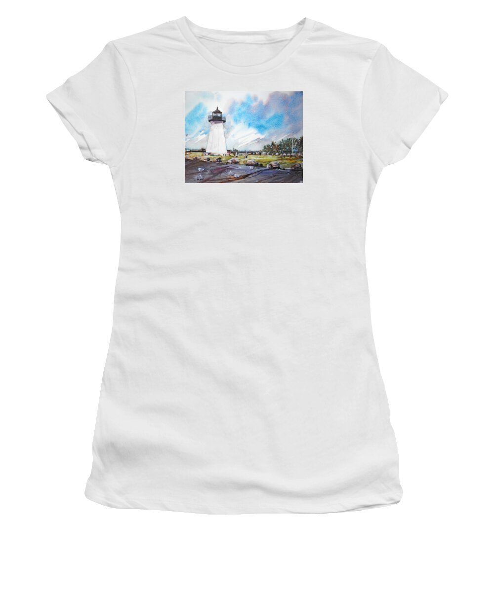 Light House Women's T-Shirt featuring the painting Ned's Point Light by P Anthony Visco
