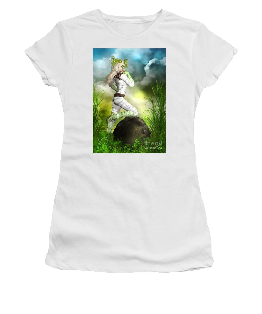 Fantasy Women's T-Shirt featuring the mixed media New Earth 3014 by Alicia Hollinger