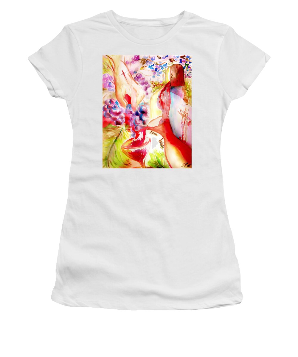 New Wine Women's T-Shirt featuring the painting New Wine by Jennifer Page
