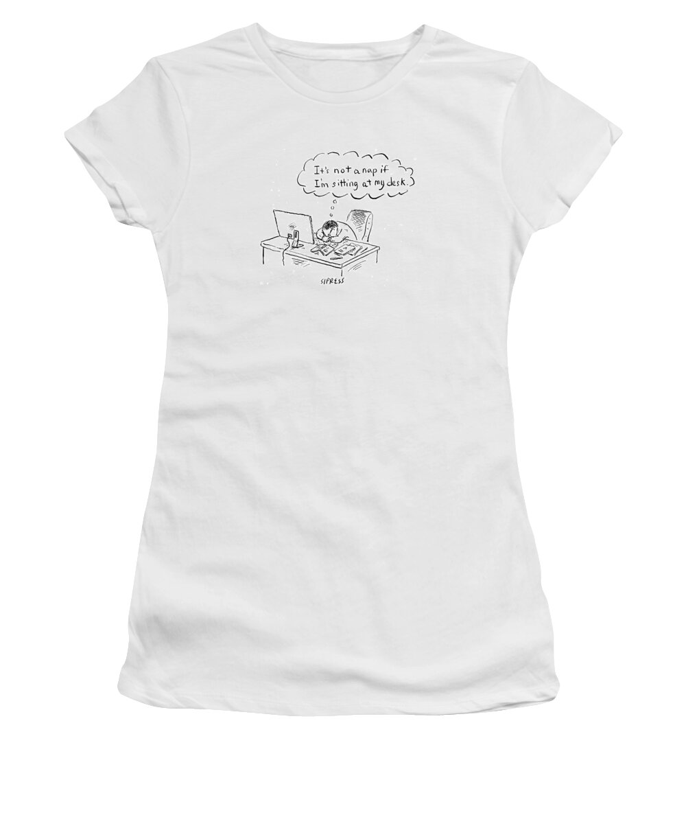 Desk Women's T-Shirt featuring the drawing New Yorker April 17th, 2017 by David Sipress