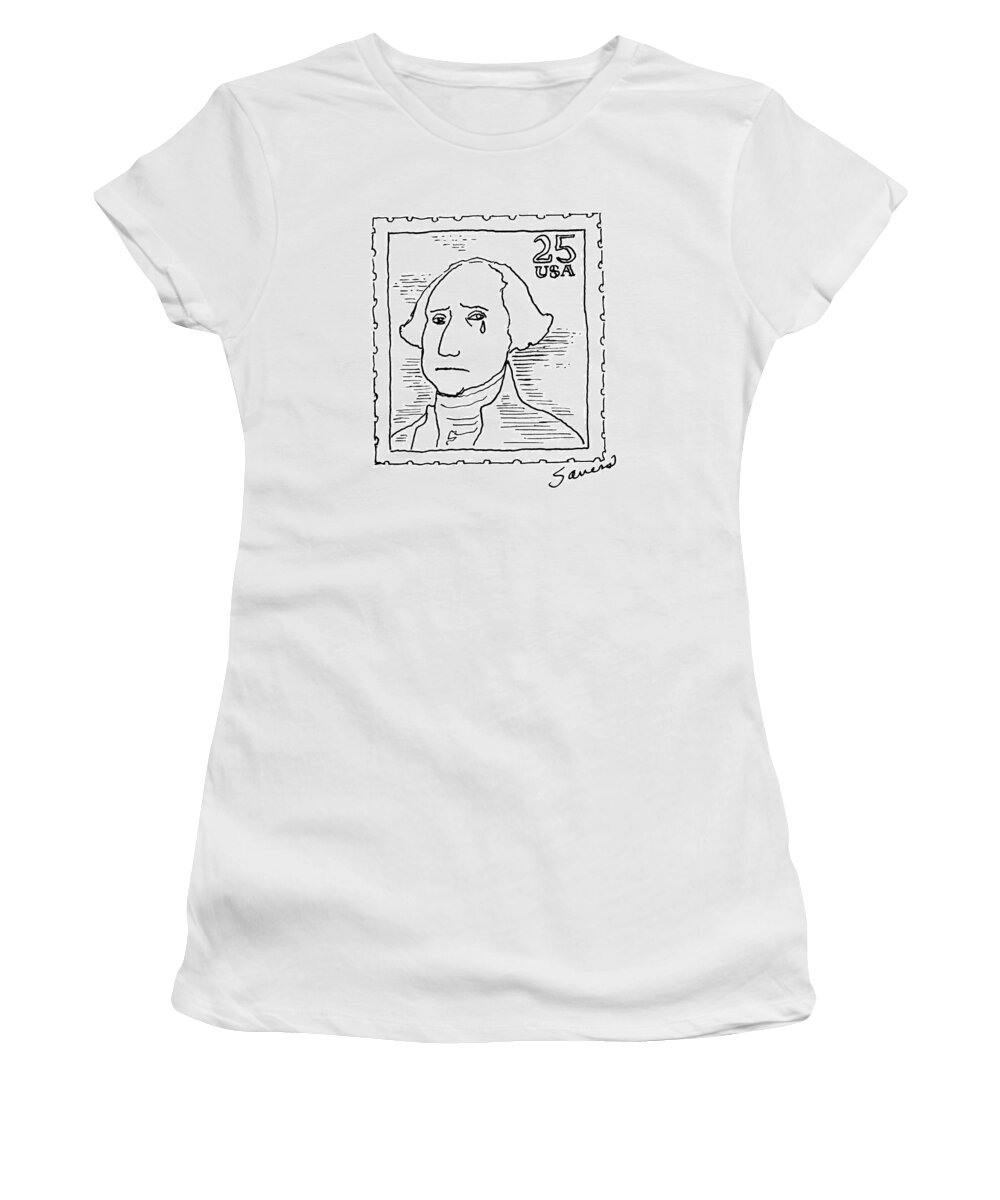 No Caption
25 Stamp With Picture Of George Washington Women's T-Shirt featuring the drawing New Yorker April 4th, 1988 by Charles Sauers