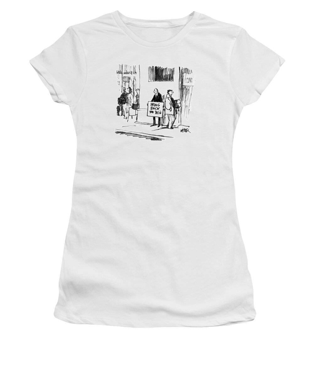 Retro Women's T-Shirt featuring the drawing New Yorker August 20th, 1990 by Robert Weber