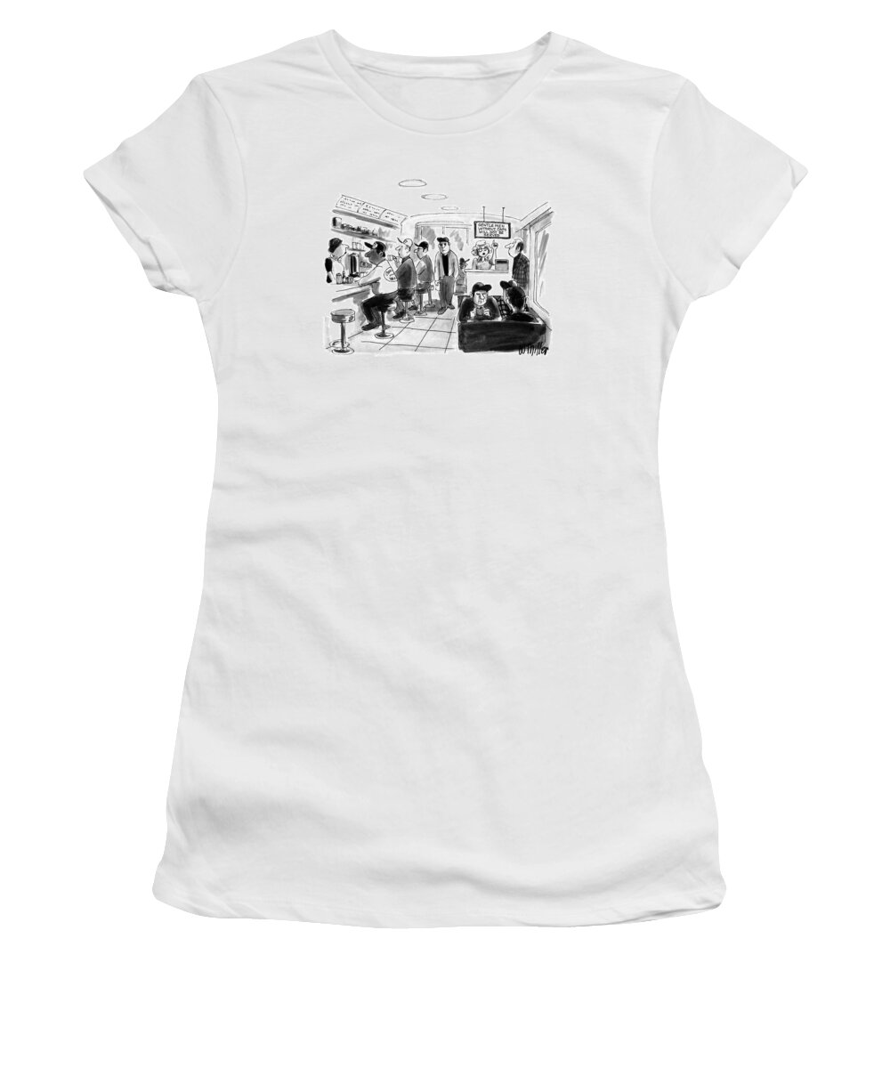 Fashion Women's T-Shirt featuring the drawing New Yorker August 6th, 1990 by Warren Miller