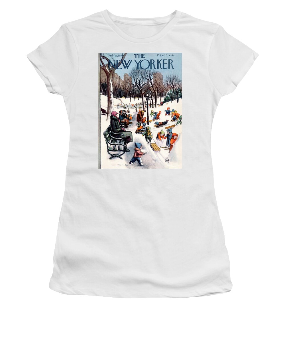 New York City Women's T-Shirt featuring the painting New Yorker February 26th, 1955 by Arthur Getz