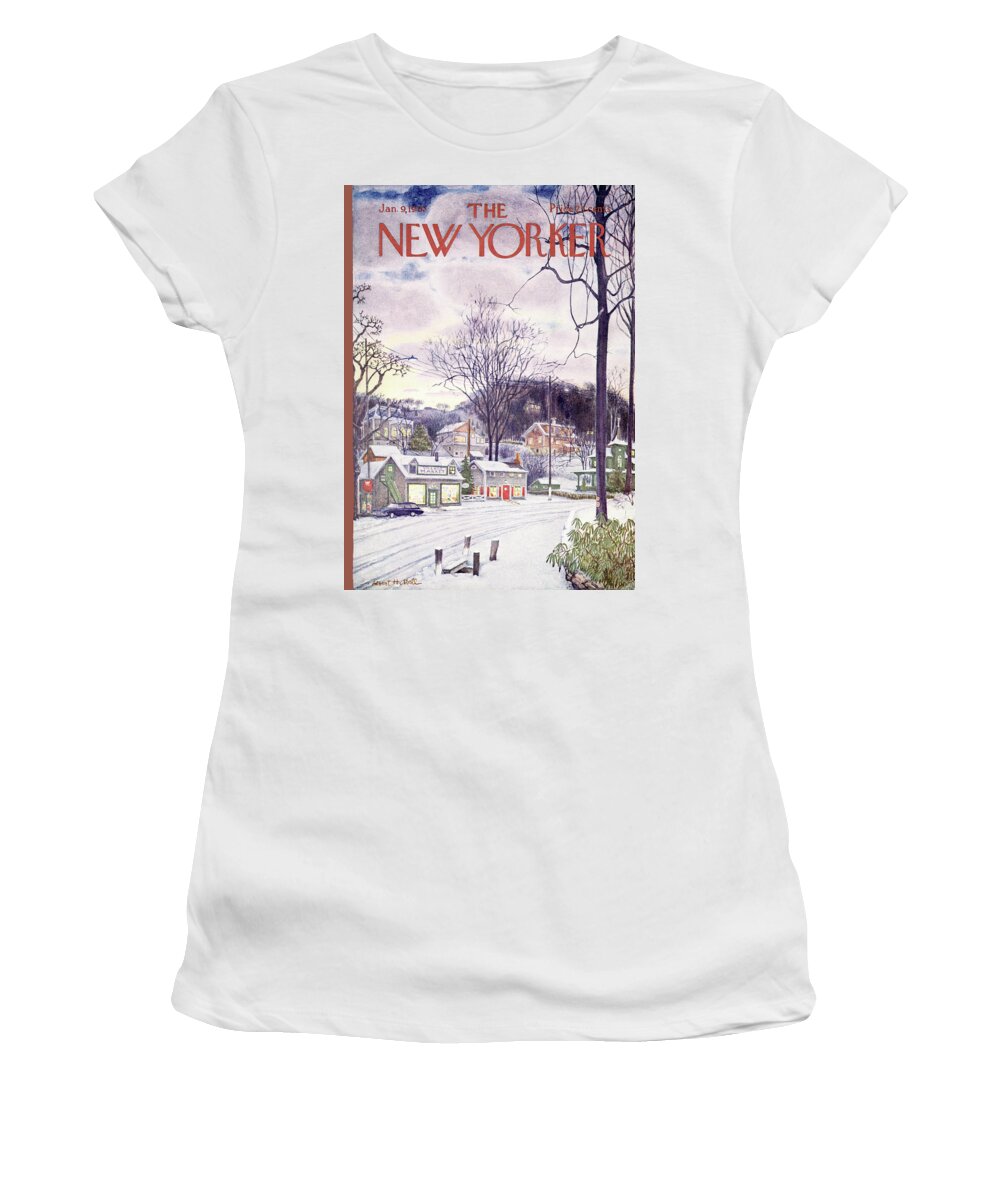 Suburban Women's T-Shirt featuring the painting New Yorker January 9th, 1965 by Albert Hubbell