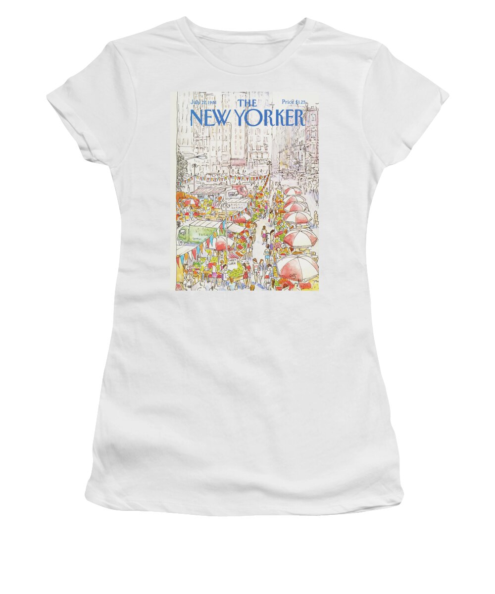 New York City Women's T-Shirt featuring the painting New Yorker July 27th, 1981 by Arthur Getz