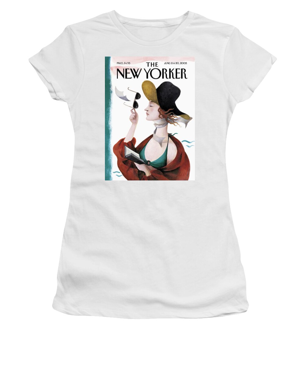 Eustace Tilley Women's T-Shirt featuring the painting Debut on the Beach by Ana Juan
