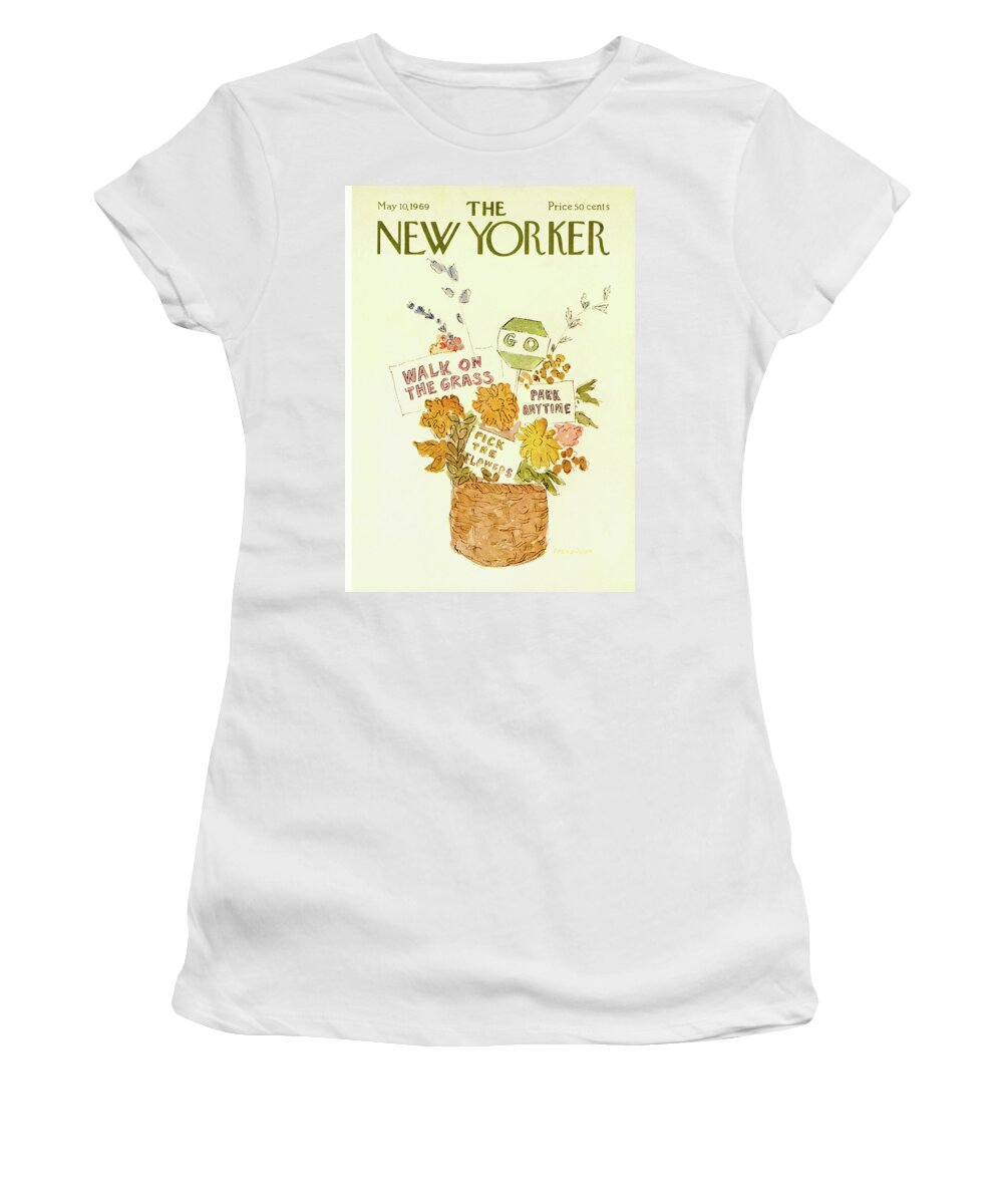  Walk On The Grass Women's T-Shirt featuring the painting New Yorker May 10th, 1969 by James Stevenson