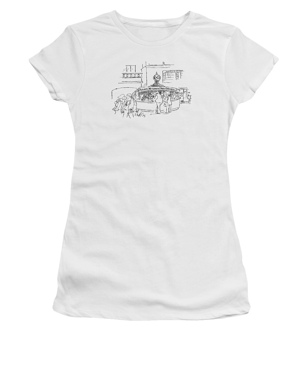 Internet Women's T-Shirt featuring the drawing New Yorker May 17th, 1999 by Sidney Harris