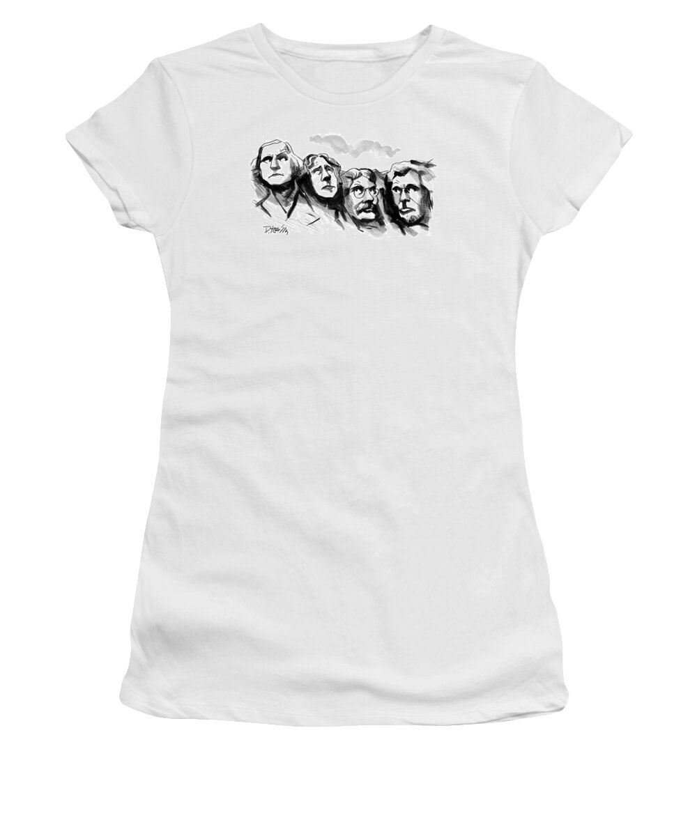 Mount Rushmore Women's T-Shirt featuring the drawing New Yorker November 16th, 1998 by Donald Reilly