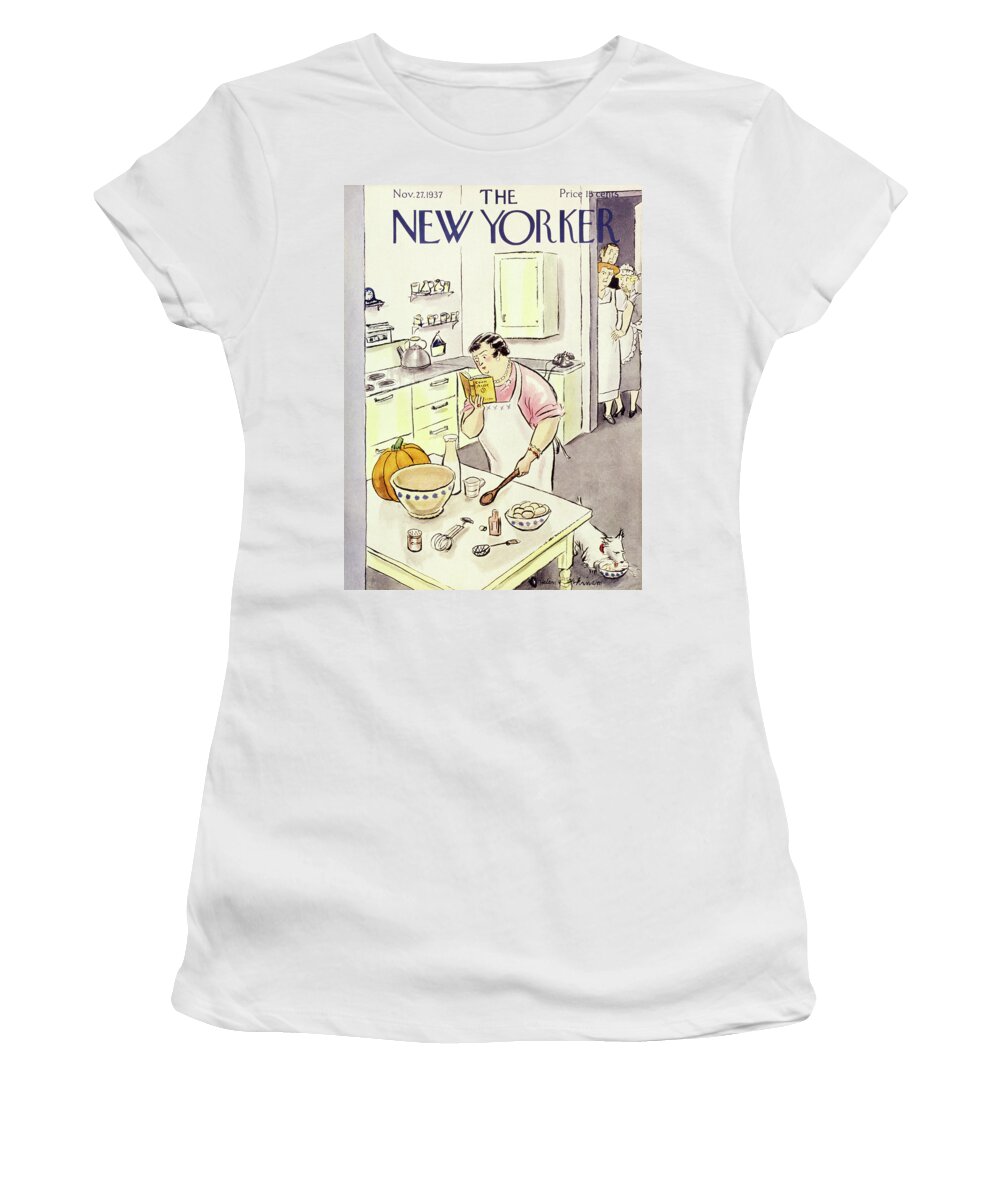 Kitchen Women's T-Shirt featuring the painting New Yorker November 27 1937 by Helene E Hokinson