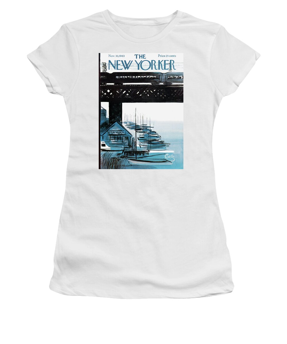 Sea Women's T-Shirt featuring the painting New Yorker November 30th, 1963 by Arthur Getz