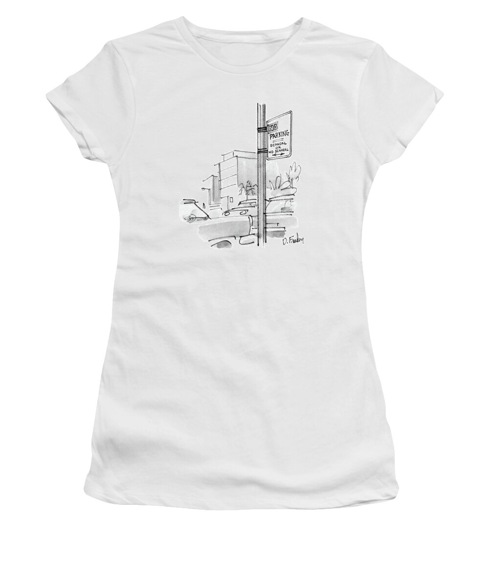 Autos Women's T-Shirt featuring the drawing New Yorker October 13th, 1986 by Dana Fradon
