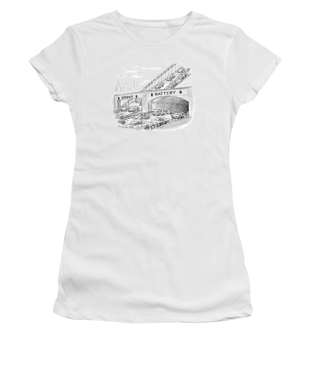 Automobiles - General Women's T-Shirt featuring the drawing New Yorker September 20th, 1999 by Mort Gerberg