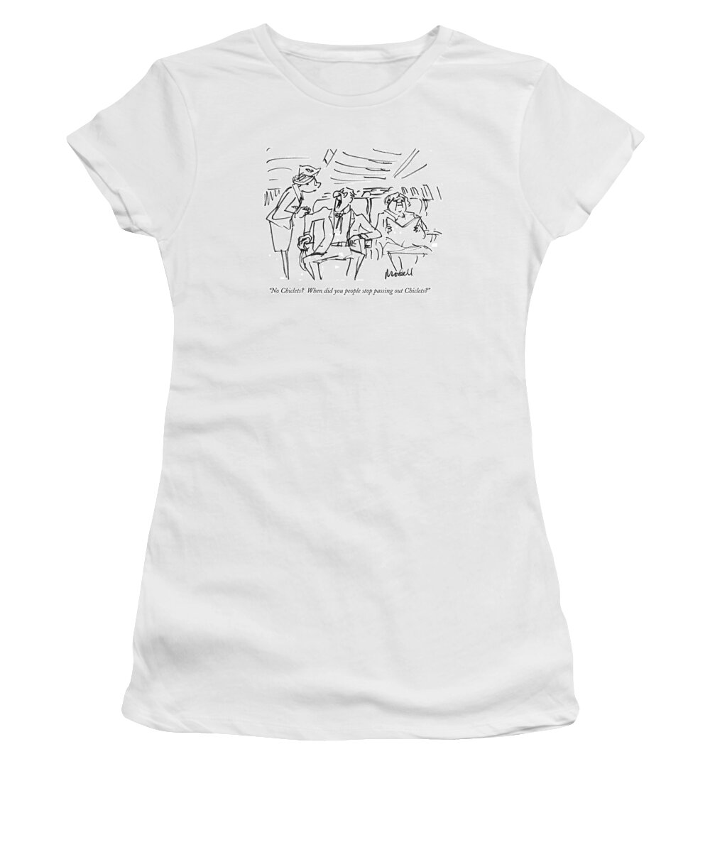 Food Women's T-Shirt featuring the drawing No Chiclets? When Did You People Stop Passing by Frank Modell