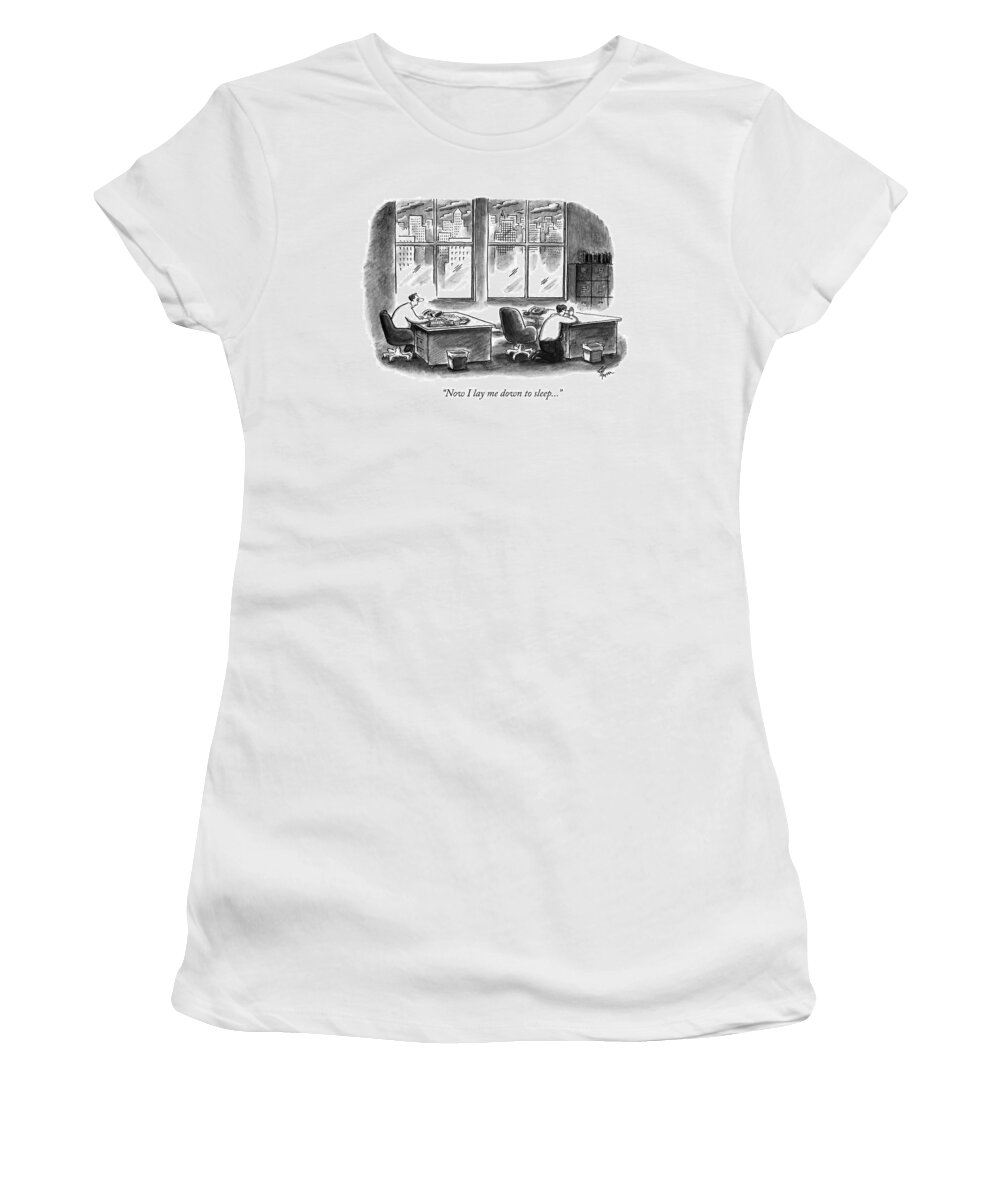 Desks Women's T-Shirt featuring the drawing Now I Lay Me Down To Sleep by Frank Cotham