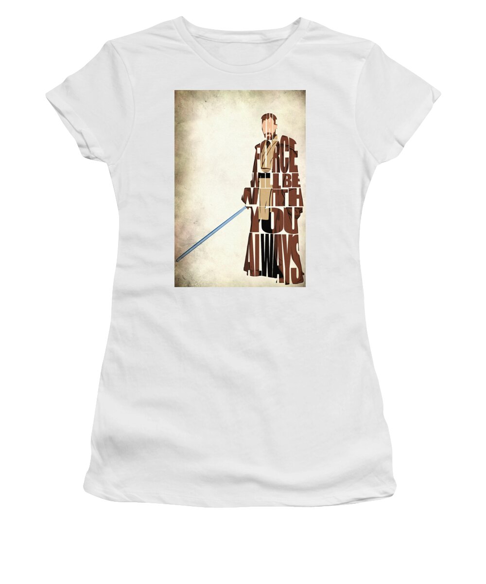 Obi-wan Kenobi Women's T-Shirt featuring the digital art Obi-Wan Kenobi - Ewan McGregor by Inspirowl Design