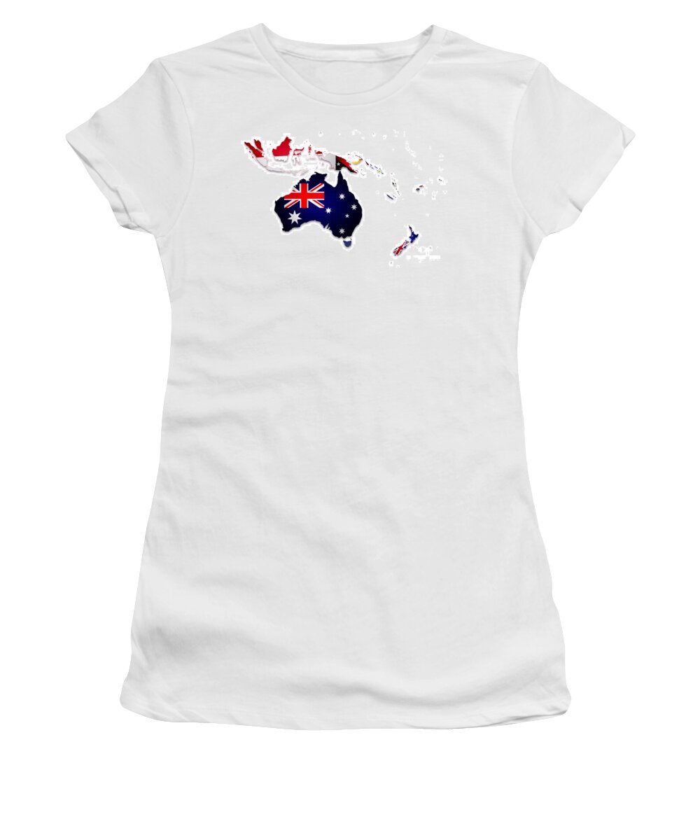 Oceania Women's T-Shirt featuring the digital art Oceania flags by HELGE Art Gallery
