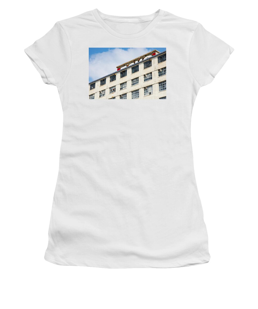 Old Women's T-Shirt featuring the photograph Old factory under a clear blue sky by Nick Biemans