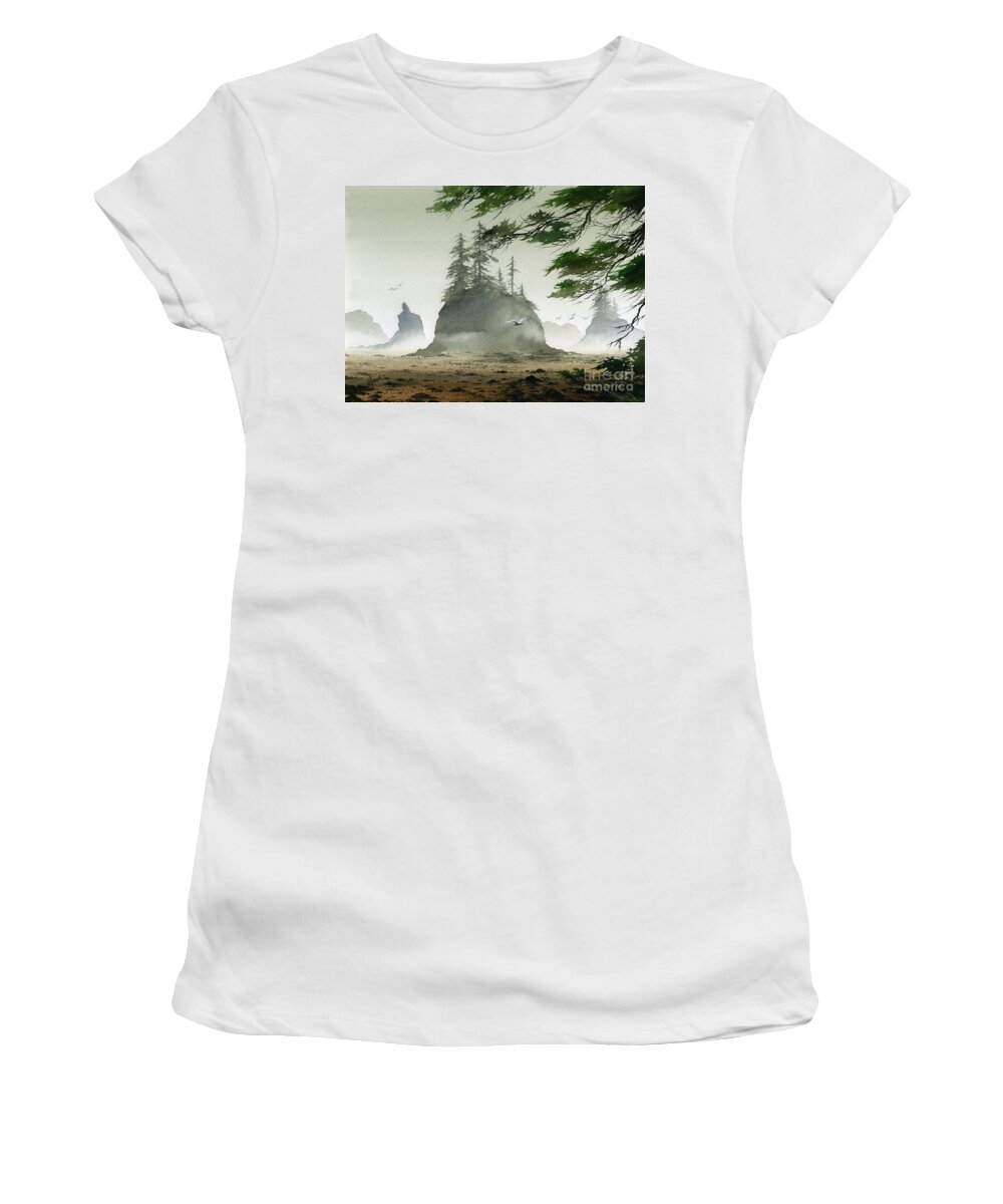 Olympic Coast Women's T-Shirt featuring the painting Olympic Coast Sea Stacks by James Williamson