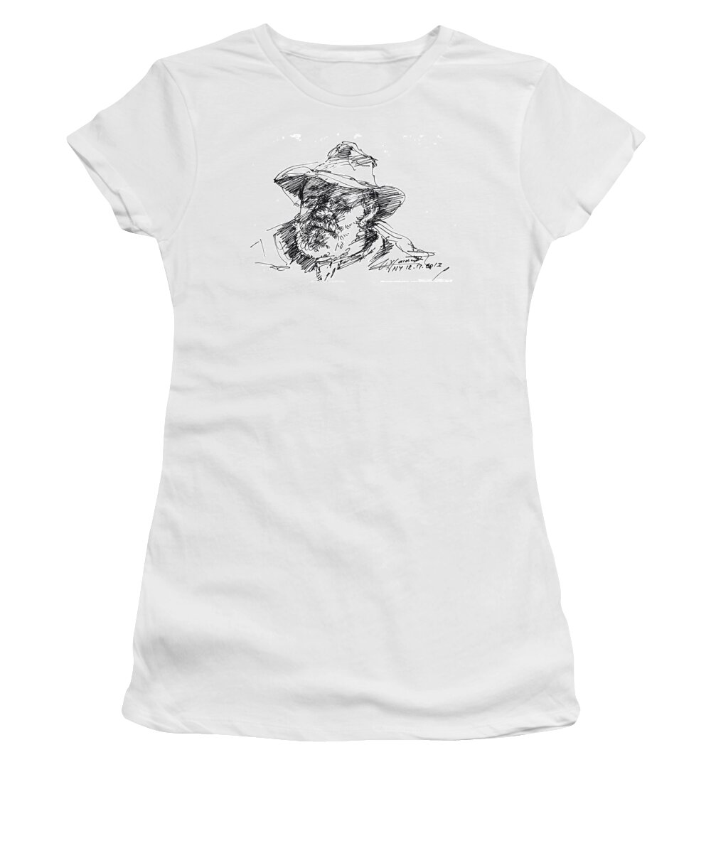 Sketch Women's T-Shirt featuring the drawing One Eyed Man by Ylli Haruni