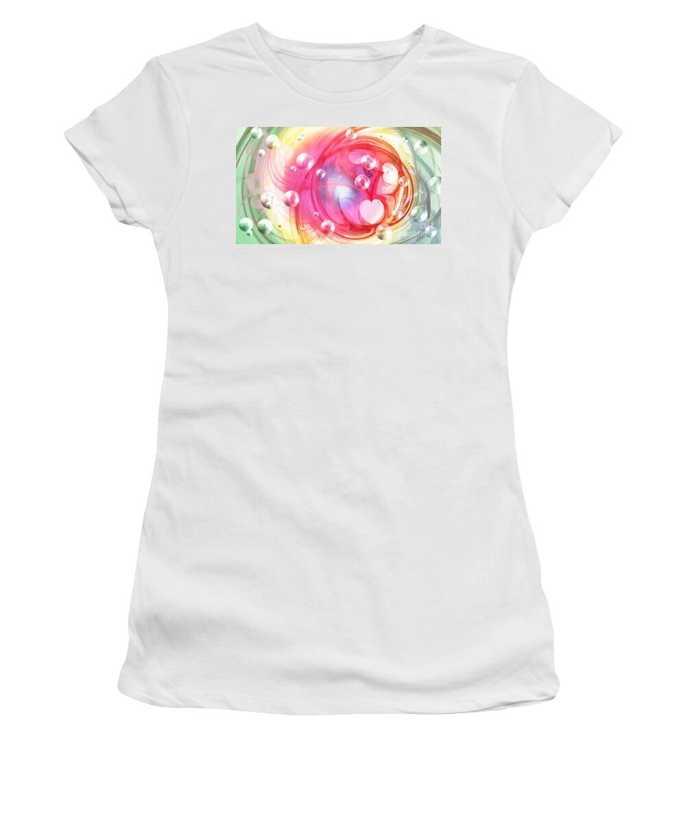 Fractal Women's T-Shirt featuring the digital art One Love... One Heart... One Life by Peggy Hughes
