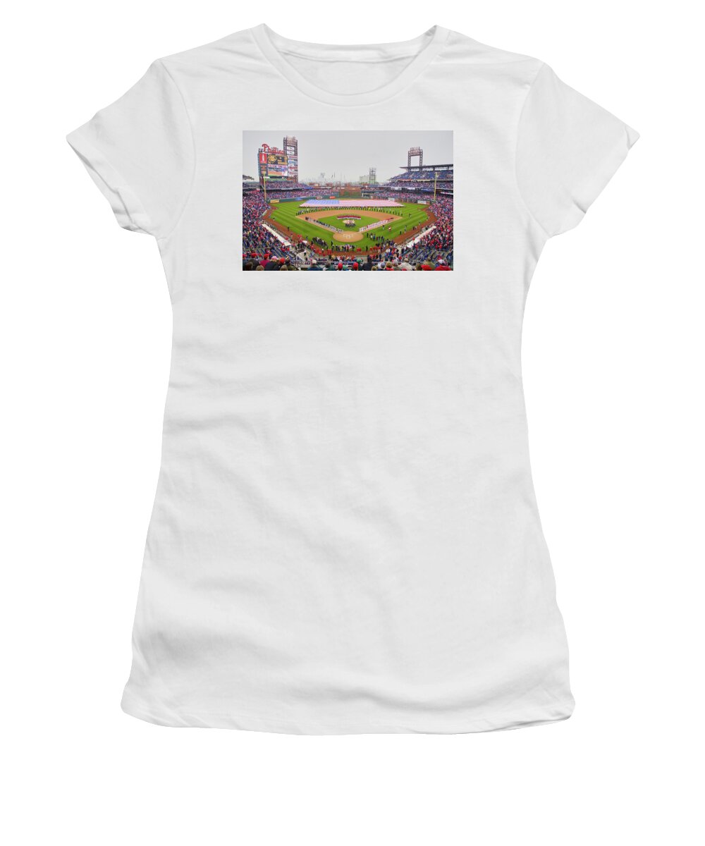 Photography Women's T-Shirt featuring the photograph Opening Day Ceremonies Featuring by Panoramic Images