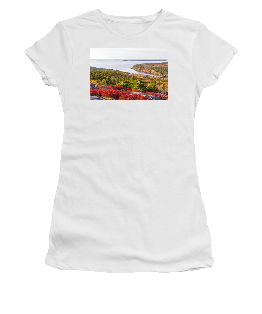 Acadia Women's T-Shirt featuring the photograph Otter Cove from Gorham Mountain in Autumn Acadia National Park by Ken Brown