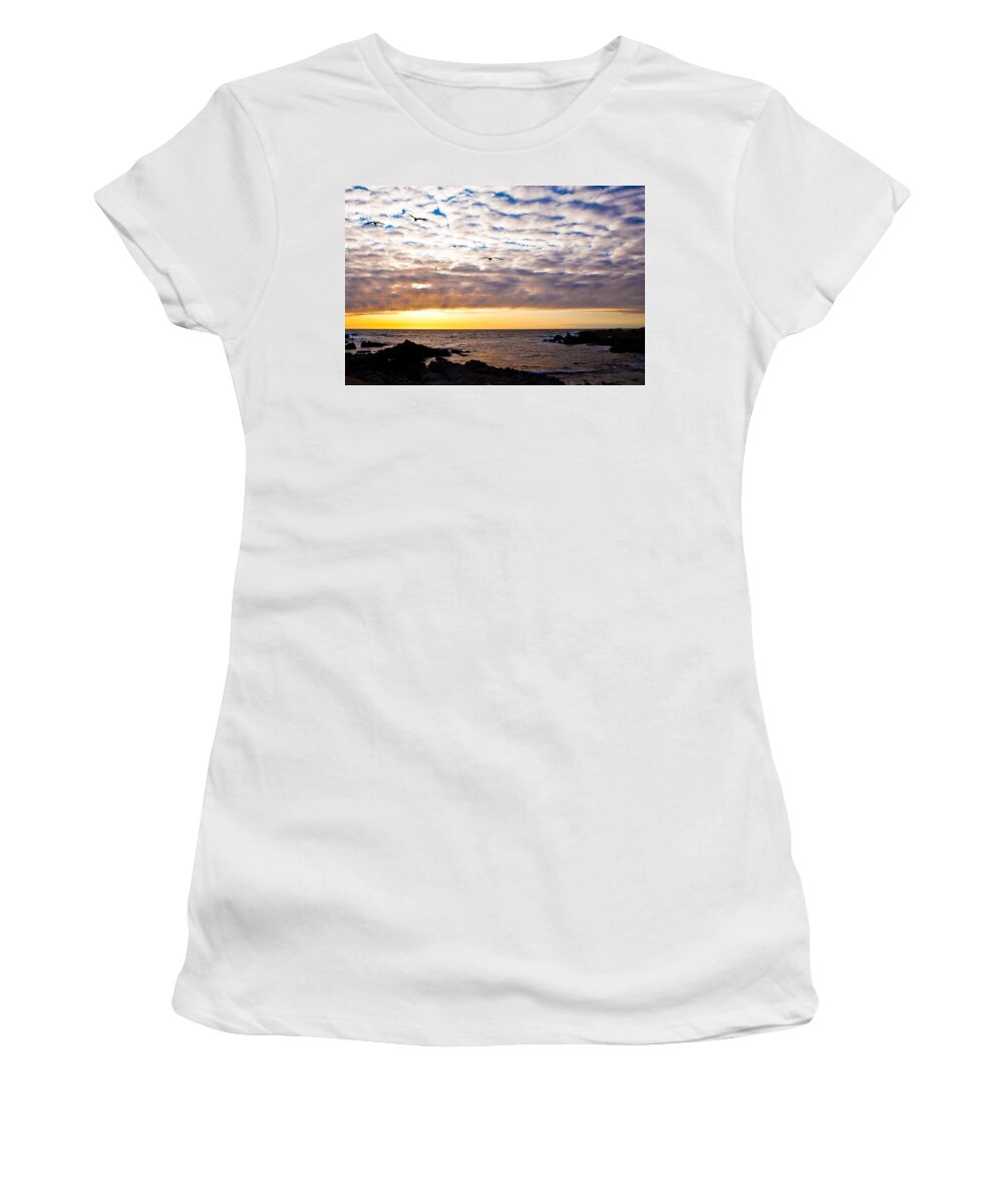 Golden Women's T-Shirt featuring the photograph Pacific Sunset by Melinda Ledsome
