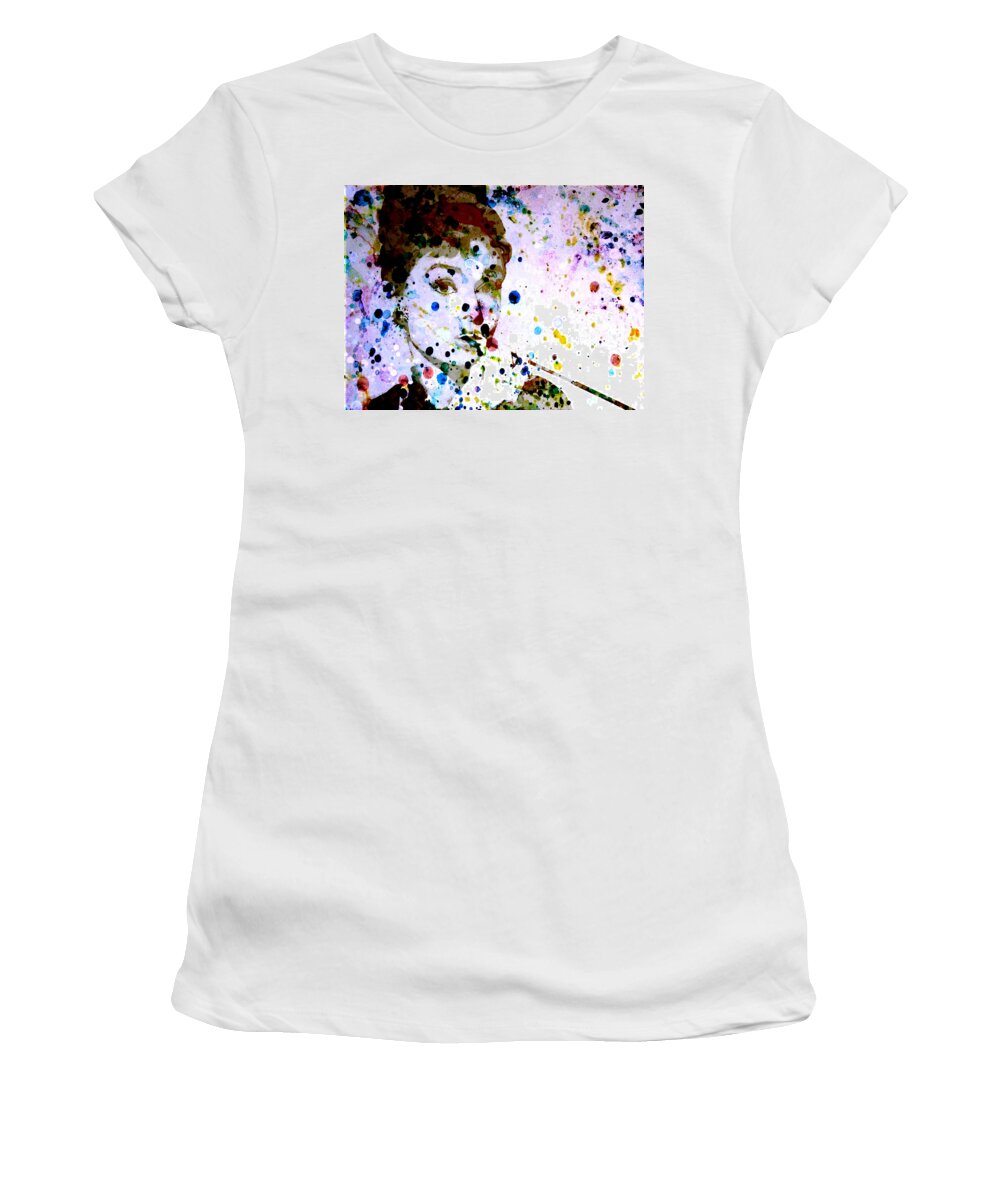 Audrey Hepburn Women's T-Shirt featuring the digital art Paint Drops by Brian Reaves