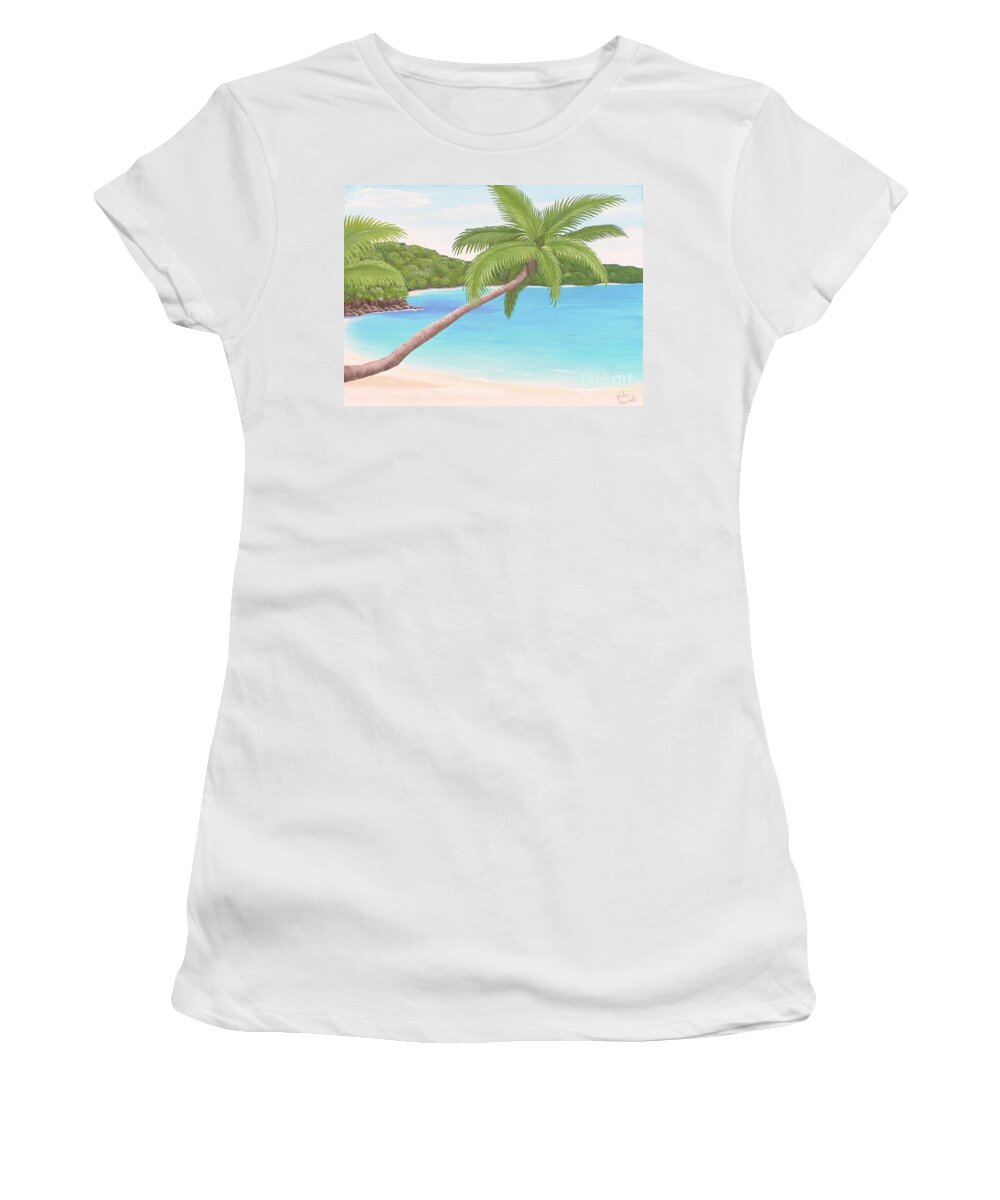 Virgin Islands Women's T-Shirt featuring the painting Palm in Paradise by Valerie Carpenter