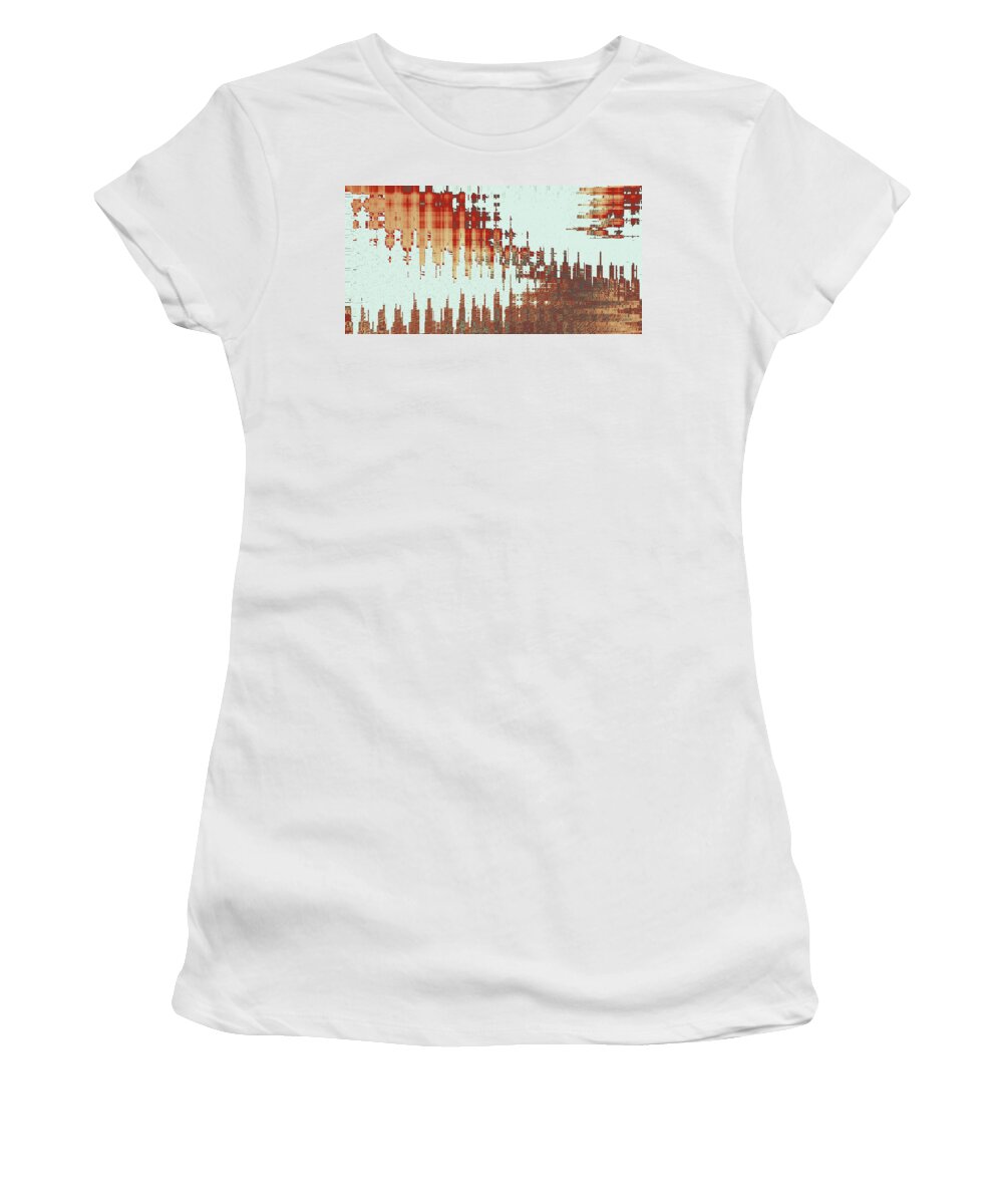 Abstract Cityscape Women's T-Shirt featuring the digital art Panoramic City Reflection by Ben and Raisa Gertsberg
