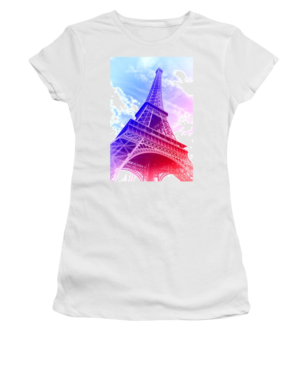 Eiffel Women's T-Shirt featuring the photograph Patriotic Eiffel Tower by Olivier Le Queinec