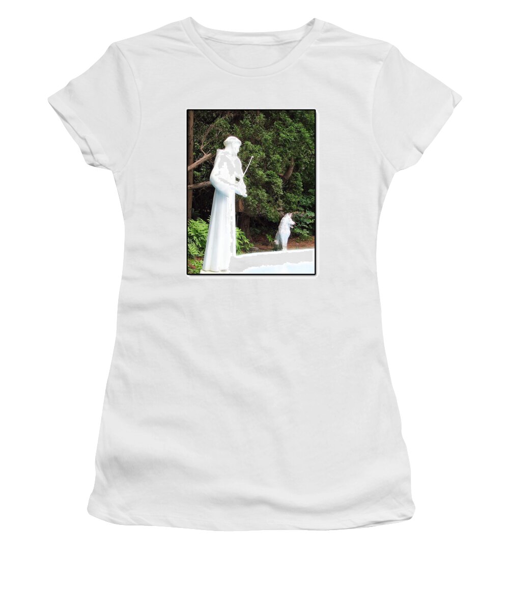 St. Francis Of Assisi Women's T-Shirt featuring the photograph Patron Saint of Animals by Marie Jamieson