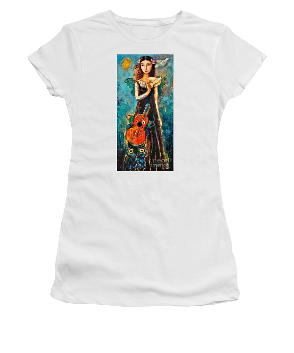 Peace Women's T-Shirt featuring the painting Peace Messenger by Shijun Munns
