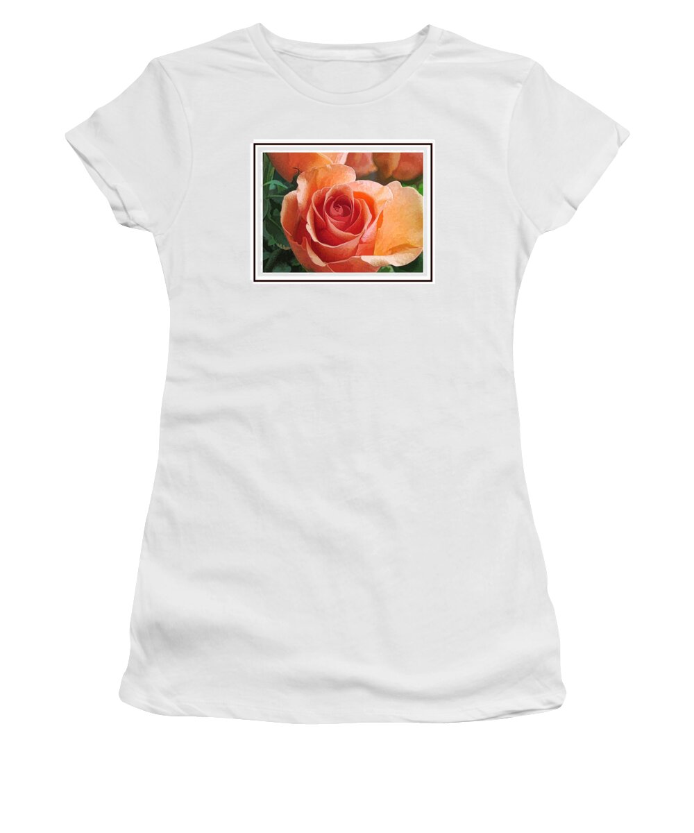Peach Rose Women's T-Shirt featuring the digital art Peach Rose by Doug Morgan
