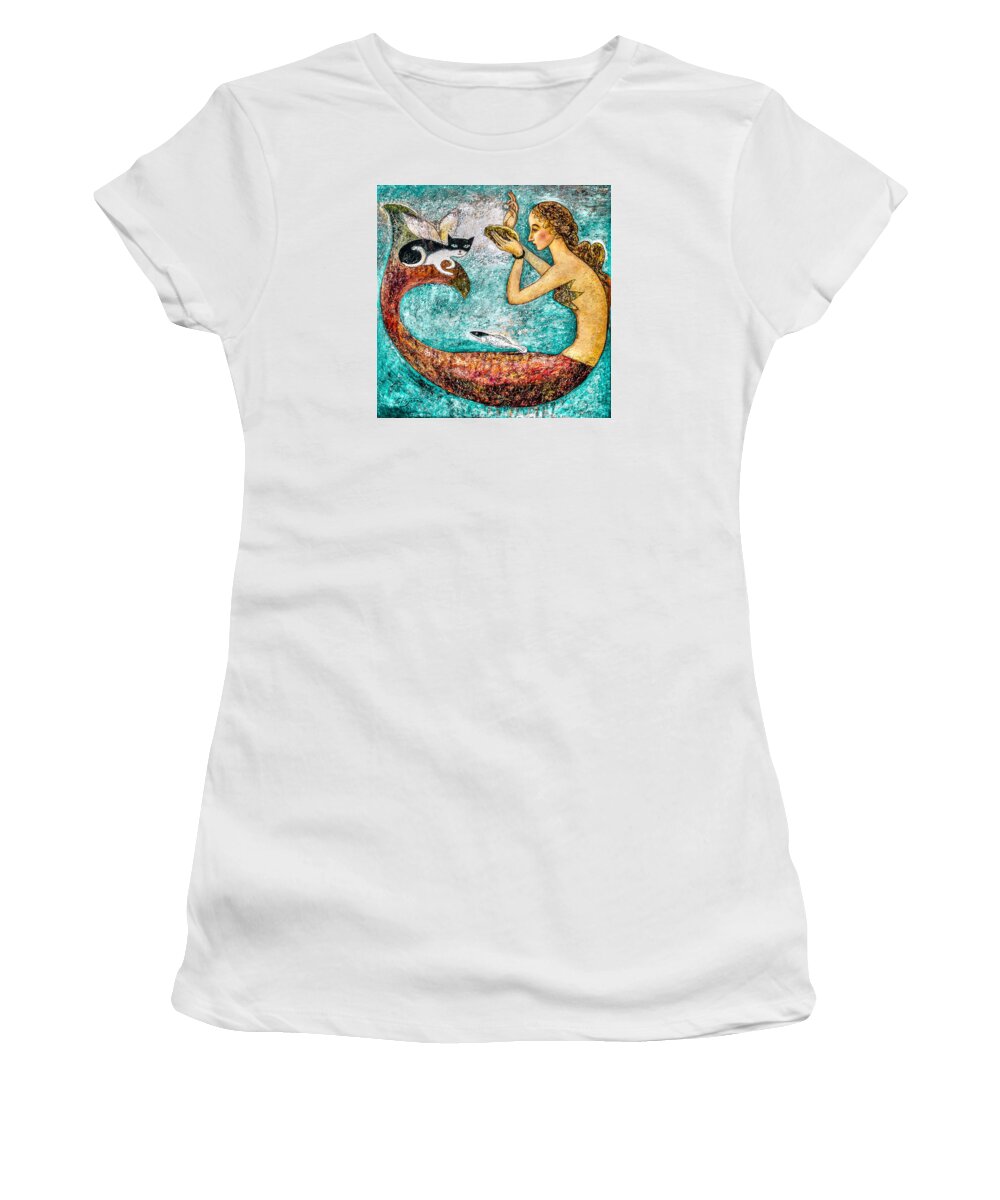 Mermaid Art Women's T-Shirt featuring the painting Pearl by Shijun Munns